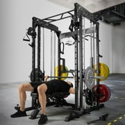 RitFit M1 Smith Machine with Cable Crossover System, Multi-function Squat Rack Power Cage for Home Gym, Power Rack and Packages