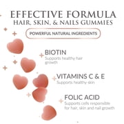 Hair Vitamins Gummies - Sugar Free Hair Growth Support Gummy with Biotin 5000 mcg Per Serving, Vitamin A, B12, C, D, E, Folic Acid - Supports Strong Beautiful Hair and Nails, Vegetarian - 60 Gummies
