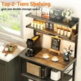 thumbnail image 5 of Bakers Rack with Power Outlet, Microwave Stand, 5 Tiers Coffee Bar Station with Led Lights, Kitchen Storage Shelf with 6 S-Shaped Hooks, Kitchen Rack Coffee Bar Stand, 5 of 14