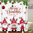 thumbnail image 3 of 4PCS Christmas Shower Curtain Set, Waterproof Fabric Green Shower Curtain, Non-Slip Bath Mat Bathroom Rugs, Cute Gingerbread Man Xmas Tree Snowflake Candy Cane New Year Holiday Bathroom Decor, 3 of 7