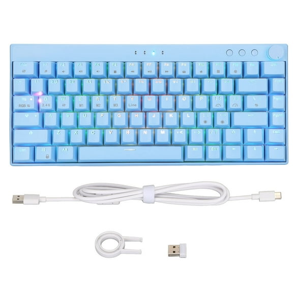 Blue Mechanical Keyboard 82 Key Three Mode Keyboard with RGB Compatible for Windows for IOS for Android