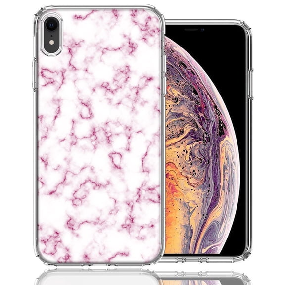MUNDAZE For Apple iPhone XR Pink Marble Design Double Layer Phone Case Cover