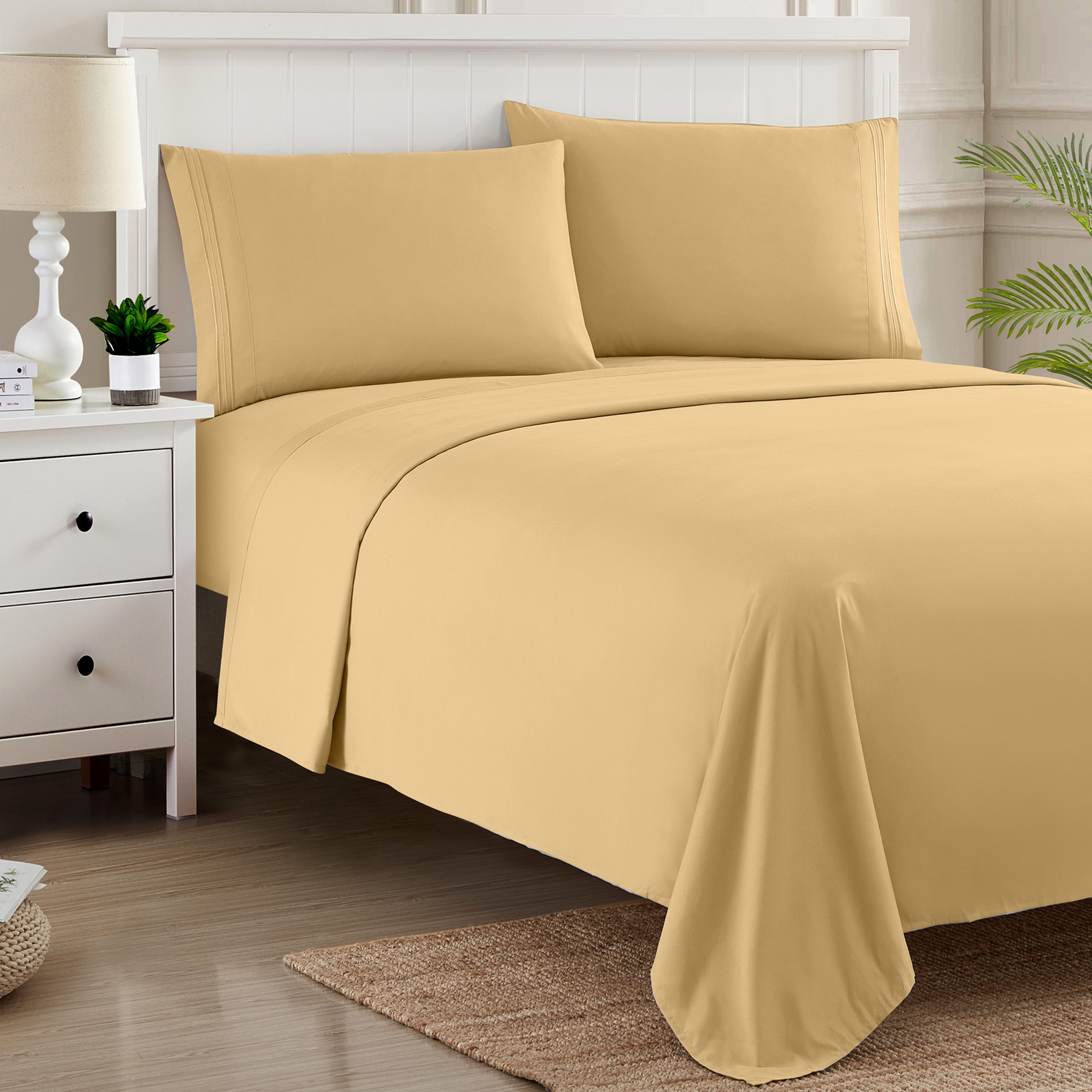 Sweet Home Collection 1800 Series Bed Sheets - Extra Soft Microfiber Deep Pocket Sheet Set - Camel, Twin XL