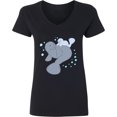 thumbnail image 3 of Inktastic Cute Manatees with Bubbles Women's V-Neck T-Shirt, 3 of 5