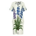 thumbnail image 6 of Blue And Purple Floral Illustration Loose Pocket Dress Dresses Summer Summer Dresses for Women, 6 of 9
