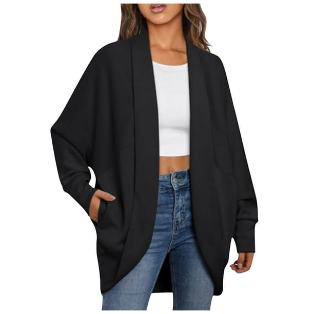 Abrigos y chaquetas casuales sin capucha de manga larga para mujer, abrigos abiertos frontales, chaquetas extragrandes, abrigos casuales de otoño de manga larga, abrigos para mujer