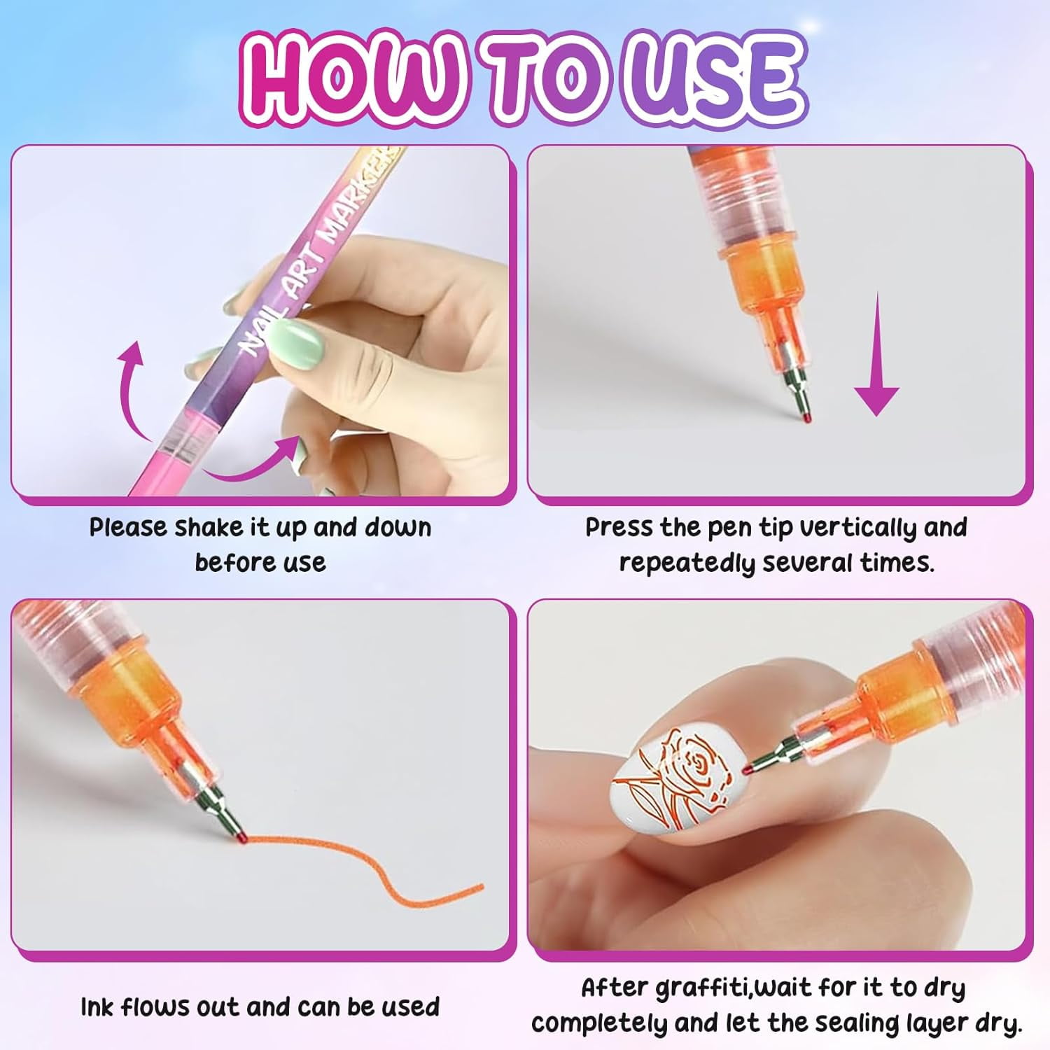 Acrylic Paint Pen for Nail Painting,Professional 12-Color Nail Art Marker Set with 0.5mm/0.01in Fine Metal Tip,Quick-Drying for Intricate Designs,Eco-Friendly PP Body,Perfect for DIY Nail Creativity