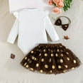 thumbnail image 5 of FAOWME Big Girls Thanksgiving Outfit Long Sleeve Round Neck Cartoon Print Bodysuit And Tutu Skirt Headband Fashion Comfortable Three Piece Sets For Holiday Party Brown 9-12 Months, 5 of 7