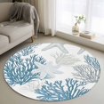 thumbnail image 2 of Starfish Coastal Large Area Rugs for Bedroom Living Room, Soft Non Slip Carpet Bedside Rug, Nautical Ocean Summer Beach Coral Round Floor Cover Kitchen Accent Rug 3' for Dining Room/Office, 2 of 9