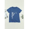 thumbnail image 1 of ABPHQTO Camiseta de mujer azul con cuello redondo y estampado de diente de león, 1 of 5