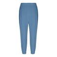 thumbnail image 5 of Womens Cotton Linen Pants Summer 2026 Dressy Casual Elastic High Waisted Loose Fit Straight Wide Leg Lounge Trousers Blue M, 5 of 6