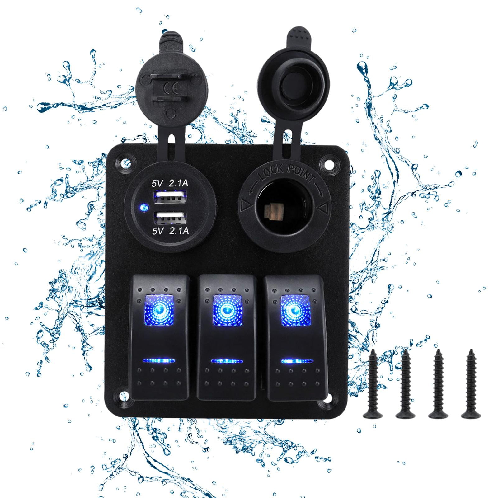 lacooooppia Generic 3 Gang Rocker Switch Panel Pre Wired 12V 24V for Boat RV