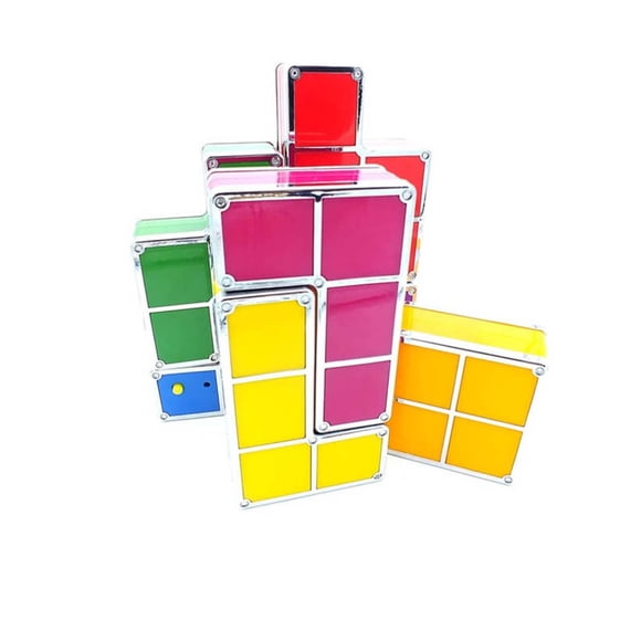 Stackable Tangram DIY 3D Puzzle Lamp with Induction Light and 7 Color LED Night Light for Kids Teens Educational Desk