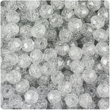 Silver 8mm Origami - BeadTin Silver Sparkle 8mm Faceted Round Craft Beads (450pcs)
