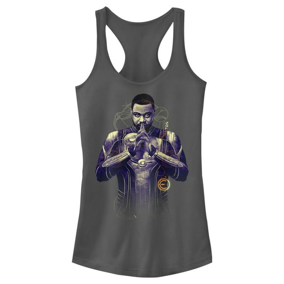 Junior's Marvel Eternals Phastos Racerback Tank Top Charcoal X Small