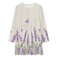thumbnail image 2 of Lavender Flowers Loose Dress Evening Dress Summer Dresses for Women Luxury Dress Long Sleeved Dress, 2 of 4