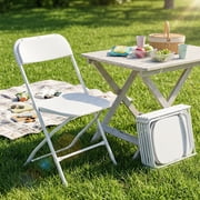 JOYMOR 10 Pack White Plastic Folding Chair, Indoor Outdoor Stackable Seat