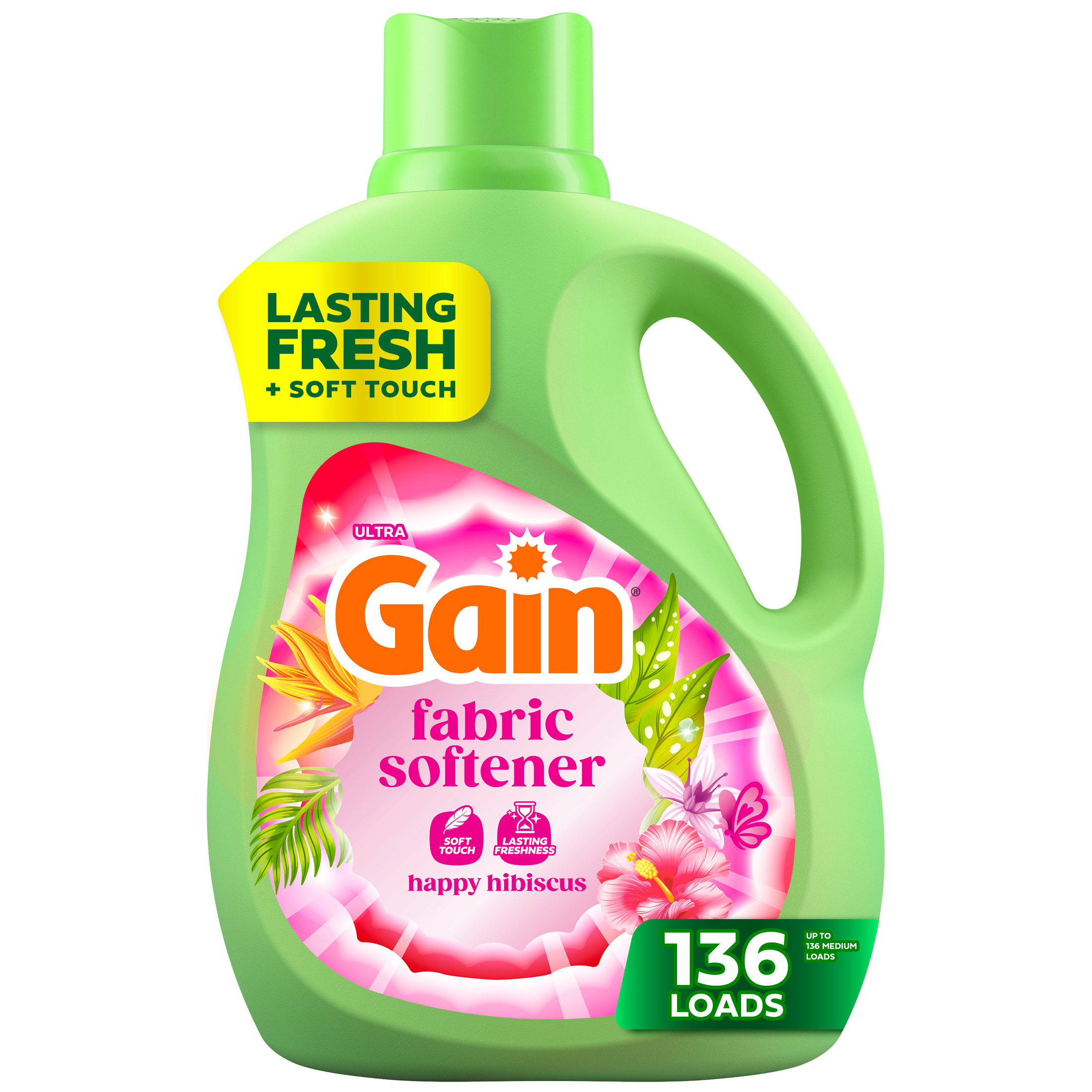 Gain Liquid Fabric Softener, Happy Hibiscus Scent, 100 fl oz photo 1