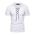 thumbnail image 1 of Frontwalk Mens Casual Hooded T-Shirts Fashion Short Sleeve Solid Color Pullover Top Summer Lace-Up Blouse, 1 of 4