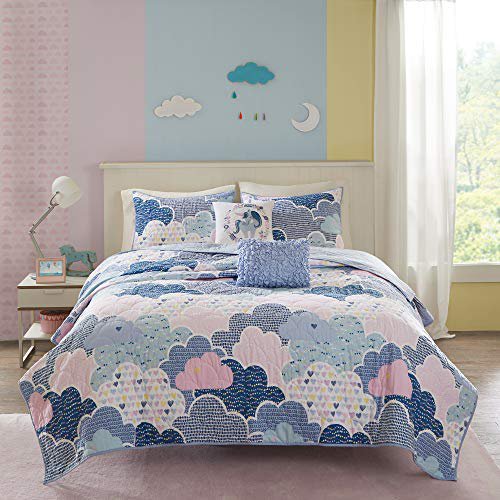 Urban Habitat Kids Cloud Twin/Twin XL Bedding for Girls Quilt Set - Blue, Geometric, Unicorn – 4 Piece Kids Girls Quilts – 100% Cotton Quilt Sets Coverlet
