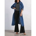 thumbnail image 6 of Women'S Casual Double Breasted Long Denim Trench Coat Jean Jacket Trenchcoat with Belt Duster Coat Denim Blue L, 6 of 10