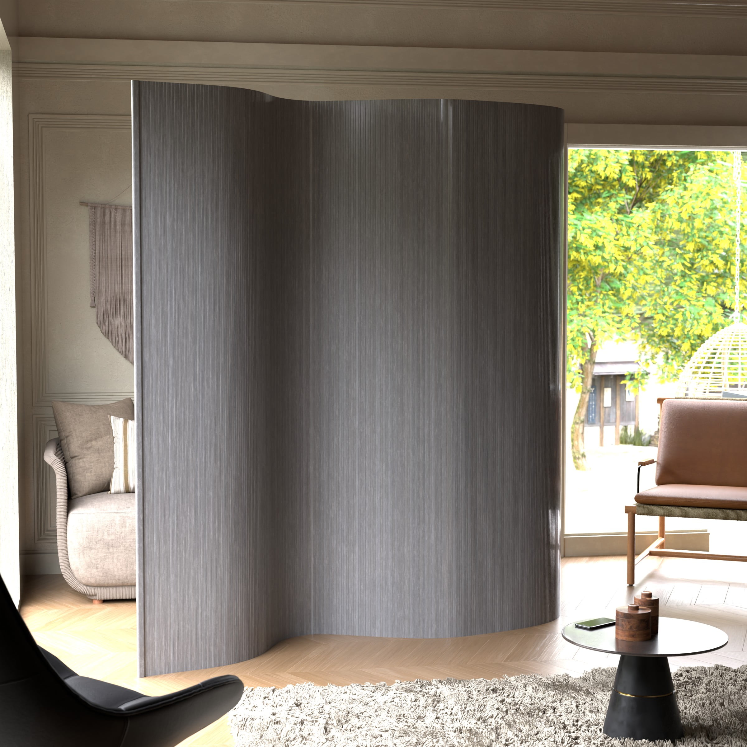 7 ft. Tall Bamboo Wave Screen - Grey