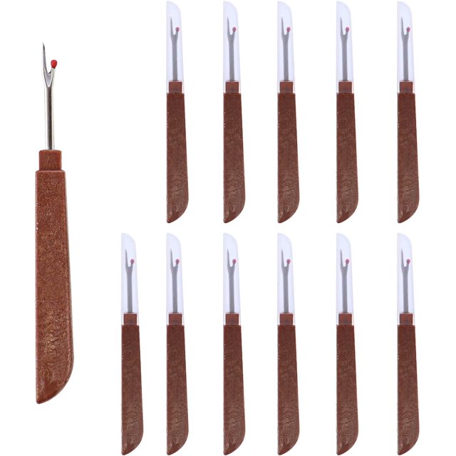 PinesC 12 Pcs Sewing Seam Rippers Plastic Thread Cutter Handy Stitch Ripper Tag Sewing Thread Removers Crafting Removing Threads Stitch Ripper Sewing Tools for Needle Work Patterns and Clothes