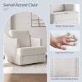 thumbnail image 2 of BELLEZE Swivel Accent Chair, Wide Modern Upholstered Armchair 360 Degree Swivel Comfy Single Sofa Chair for Living Room Bedroom - Aegean (White), 2 of 7