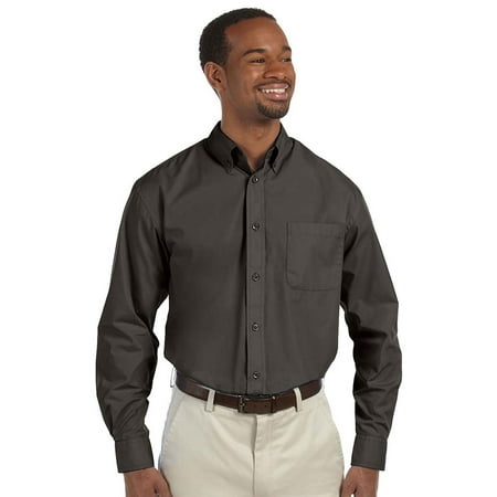 Harriton Mens Value Poplin DTM Buttons Dress Shirt, Dark Grey, 4XL, Style,