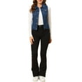 thumbnail image 2 of DARING DIVA Women's Denim Sleeveless Flap Pockets Vest Jacket XL Dark Blue-1, 2 of 6