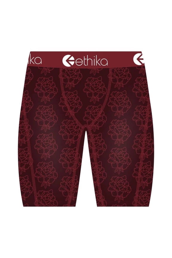 Mens Boxer Brief, Knee Length, 4-Way Stretch Performance Underwear with Graphic Prints - Kensei (RED, XL)