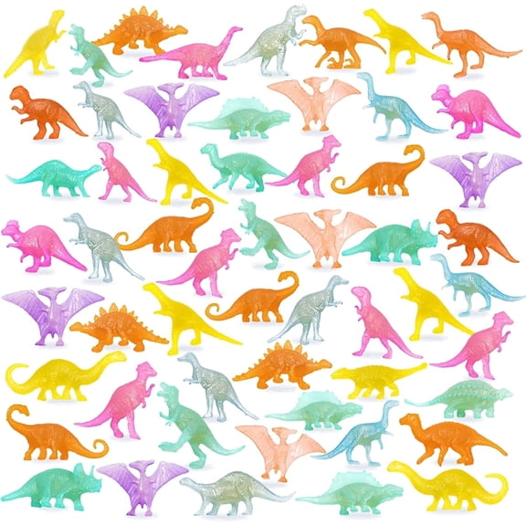 OuMuaMua 78Pcs Glow in the Dark Dinosaur Toys, Mini Plastic Realistic Dinosaur Figures for Christmas Birthday Party Favors Goody Bag Fillers
