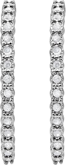 Beyond Brilliance Miracle Plated Sterling Silver 1 Ct Natural Round Diamond Hoop Earrings For Women