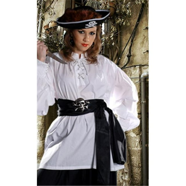 The Pirate Dressing C1010 Grace O Malley Poet T-Shirt - White - Large