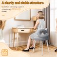 thumbnail image 3 of Happydeer Vanity Chair Dressing Chair, Bow-knot Backrest, Armless, No Wheels Upholstered Chair, Vanity Stool Dressing Stool Makeup Chair with non-slip Feet Pads, Grey, 3 of 9