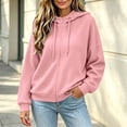 thumbnail image 2 of Women's Casual Oversized Hoodie Sweatshirts,Full Zip Long Sleeve Drop Shoulder Sweatshirt with Drawstring Hooded,Campus School Daily Wear, 2 of 6