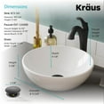 thumbnail image 5 of KRAUS Elavo 14-inch Round White Porcelain Ceramic Bathroom Vessel Sink and Matte Black Arlo Faucet Combo Set with Pop-Up Drain, 5 of 8