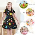 thumbnail image 2 of Benylion Girls Planets Pattern Short Sleeve Dress, Summer Casual Cluster for Kids Sizes 7-8 Girls, 2 of 6