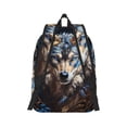 thumbnail image 2 of Naloa Vintage Blue Floral Wolf Canvas Backpack for Men Women Rucksack Casual Travel Daypack College Tote Satchel Bookbag for Teens-Medium, 2 of 7