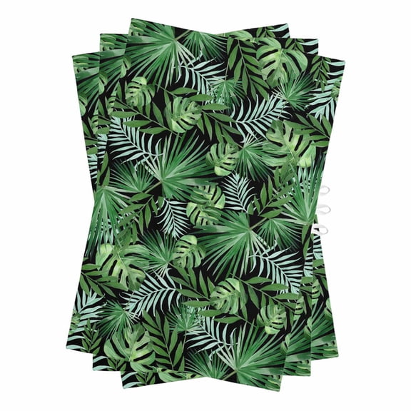 Green Tropical Botanical Kitchen Towels Set of 3, Water Absorbent Dish Towel, Summer Monstera Palm Leaves Black Decorative Hand Towels - Quick Drying Cloth for Cooking Baking, 18x28 Inch