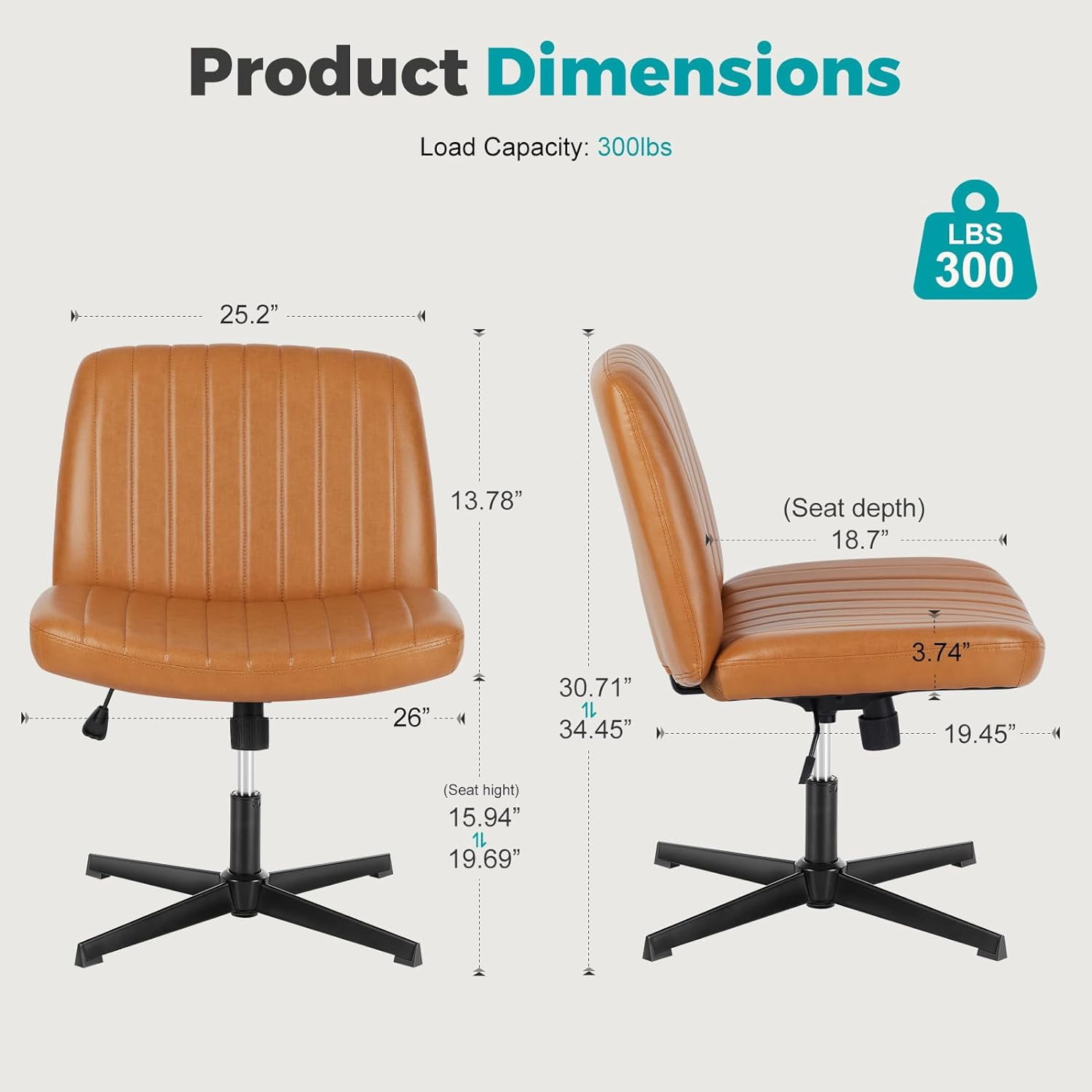 Simenmax Height Adjustment and 360 Degree Rotation Office Desk Chair, Dark Gray