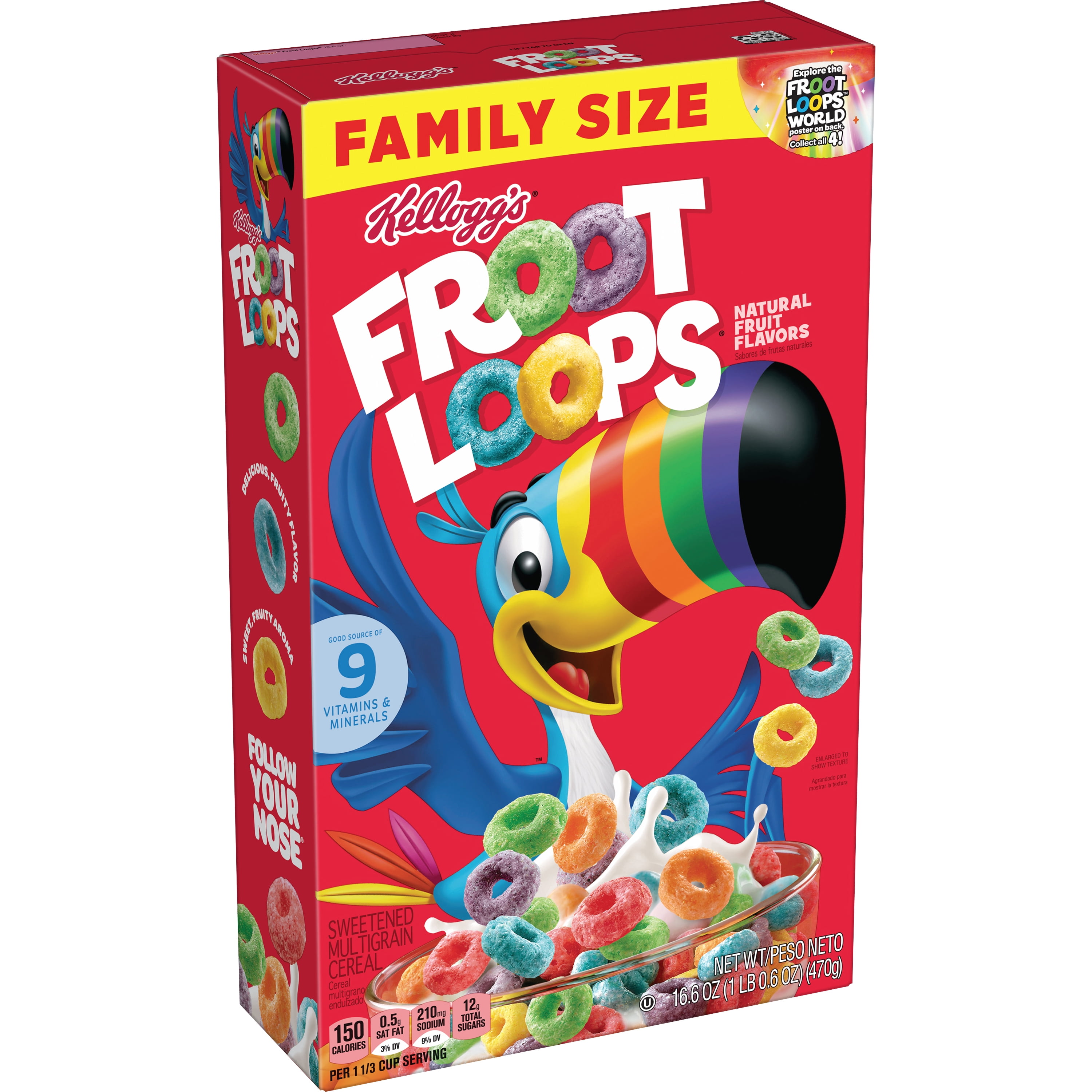 Kellogg’s Froot Loops Breakfast Cereal, Kids Cereal, Family Breakfast, Family Size, Original (6 Boxes)