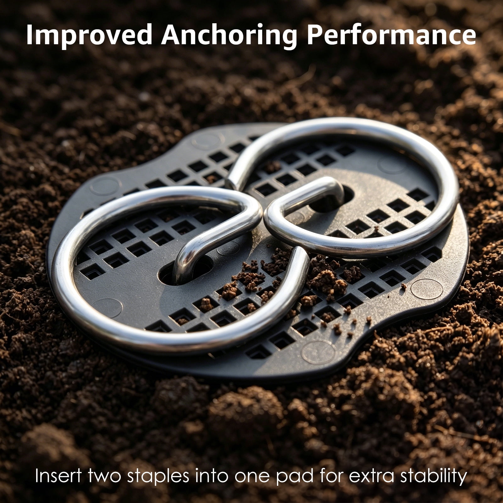 Austok 60PCS Circle Top Garden Stake Set 6"/8" G Shape Landscape Staple with 30 Washer and Puller Heavy Duty Ground Peg for Weed Barrier Tent and Landscaping