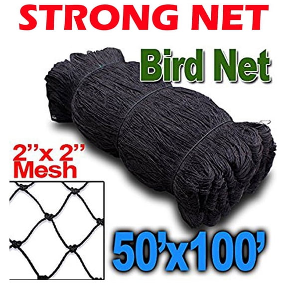 STRONG Nylon 50ft x 100ft 2-Inch Mesh Anti Bird Poultry Netting for Fruit Trees Used As Bird Netting for Chicken Coop, Garden Netting, Plant Netting, Tree Protectors, Aviary Netting