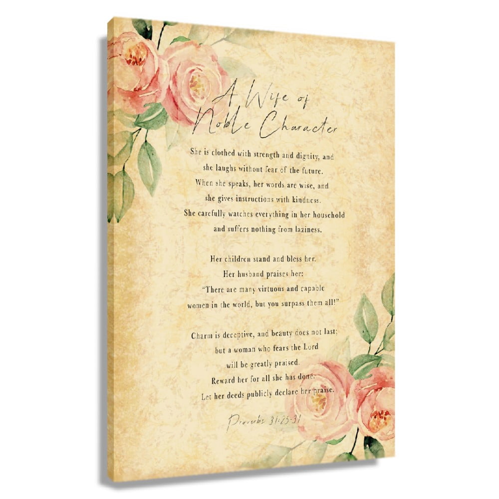 Bible Quotes Wall Art Floral Wall Art Proverbs 31 2531 Canvas Artwork