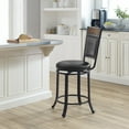 thumbnail image 2 of Powell Holloway 24" High Back Indoor Rund Metal Counter Stool with Swivel, Black/Dark Brown Faux Leather, 2 of 17