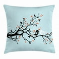 thumbnail image 1 of Engagement Party Throw Pillow Cushion Cover, Happy Bird Couple Perching on Tree with Heart Shaped Flowers, Decorative Square Accent Pillow Case, 18 X 18 Inches, Baby Blue Orange Black, by Ambesonne, 1 of 2