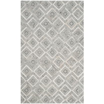 SAFAVIEH Studio Leather Marielle Geometric Area Rug, Ivory/Grey, 3' x 5'