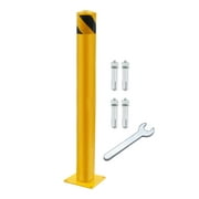 Warning Column, 4.5 x 42'' Safety Bollard, Safety Barrier Bollard with 4 Free Anchor Bolts, Yellow Powder Coat Pipe Steel Safety Barrier for Traffic-Sensitive Area