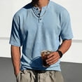 thumbnail image 4 of Mens Waffle Knit Short Sleeve Henley, Lightweight Athletic Fit Tee, Breathable Casual Wear for Summer & Gym, XL, 4 of 5
